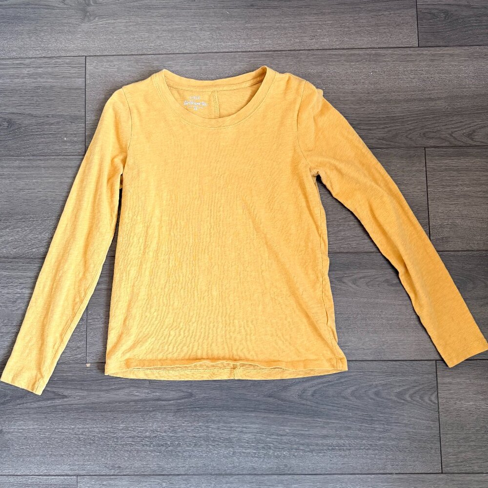 J Crew Factory Yellow Long-Sleeved Girlfriend Tee, Size XS